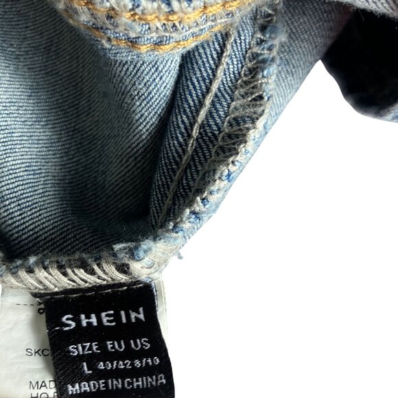 Shein Blue Denim Bustier Bodycon Sleeveless Zip Dress Stretchy Size Large - Picture 4 of 5